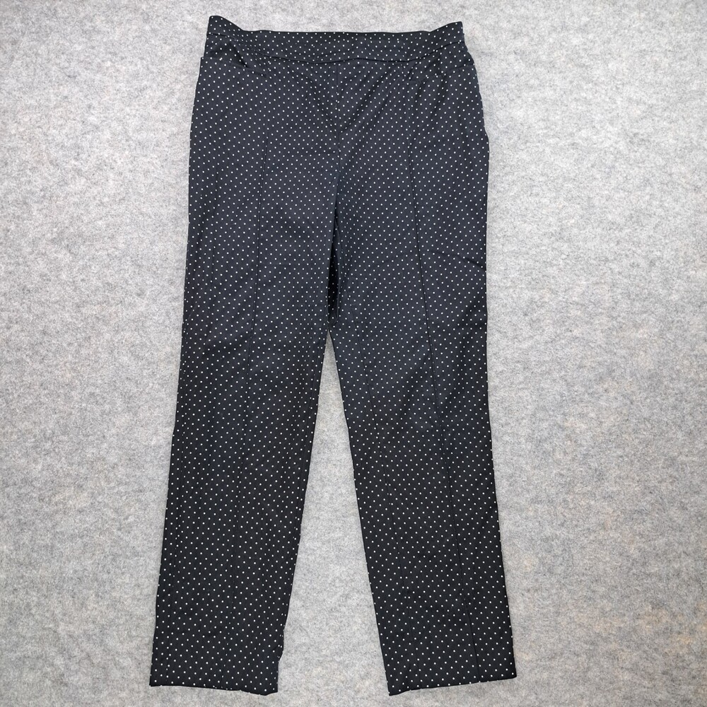 Akris Punto Pants Womens Size 8 Black Polka Dot Leg Ankle Stretch Career Cotton